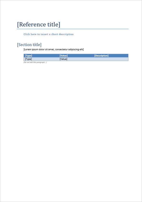 DITA Reference Template